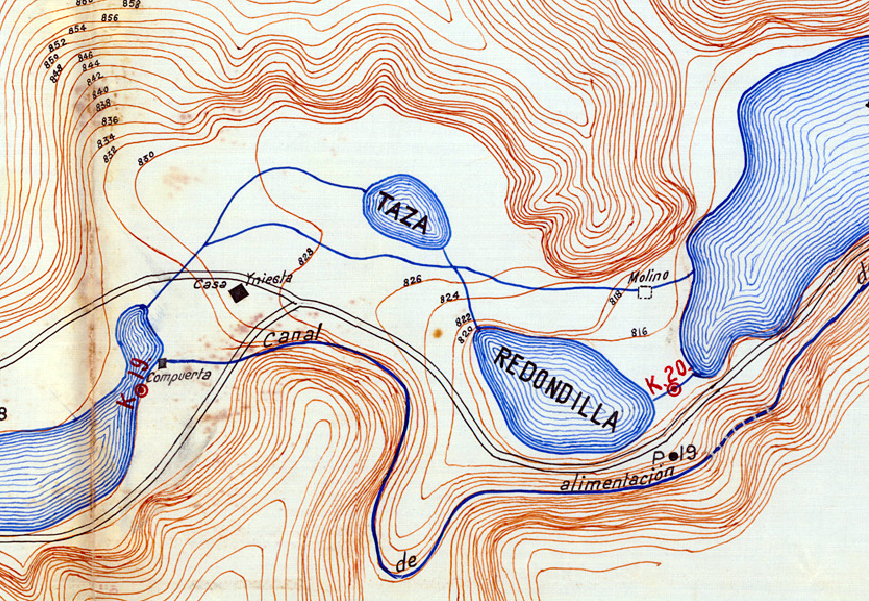 La Laguna Taza en el mapa Naranjo de 1916