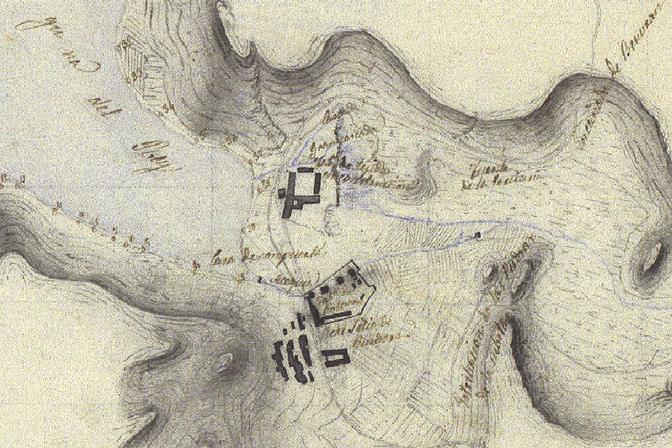 La casa de compuertas de Ruidera en el mapa de Castro del año 1852