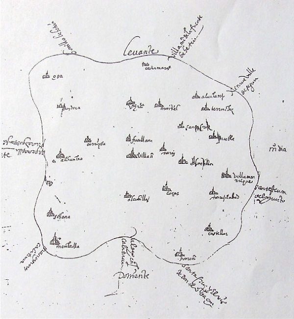 Ruidera en el Campo de Montiel de las Relaciones Topográficas de Felipe II. 1575.
